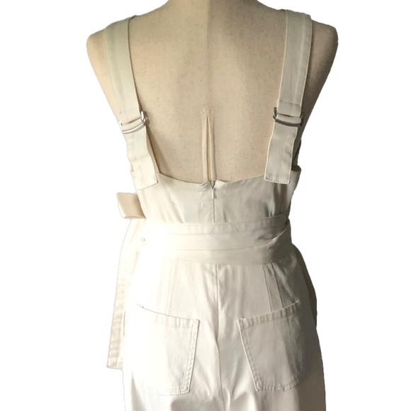 NWOT CHINO by ANTHRO white wide leg palazzo jumpsuit w/ scalloped v neck wrap 6 - Picture 9 of 10